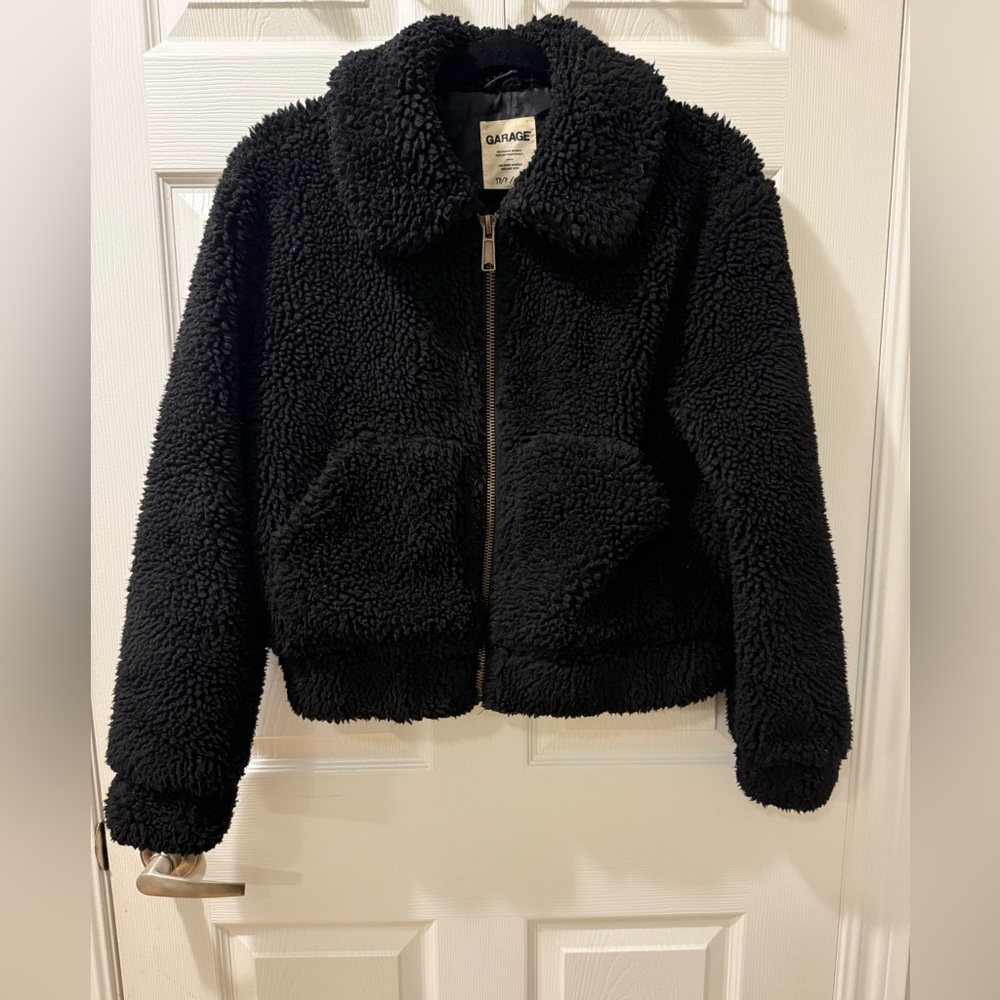 Garage Black Fuzzy Puffer Jacket
